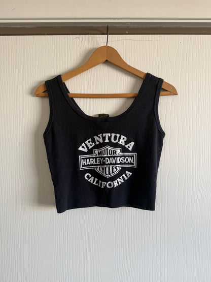 1989 Harley Davidson front zip crop tank